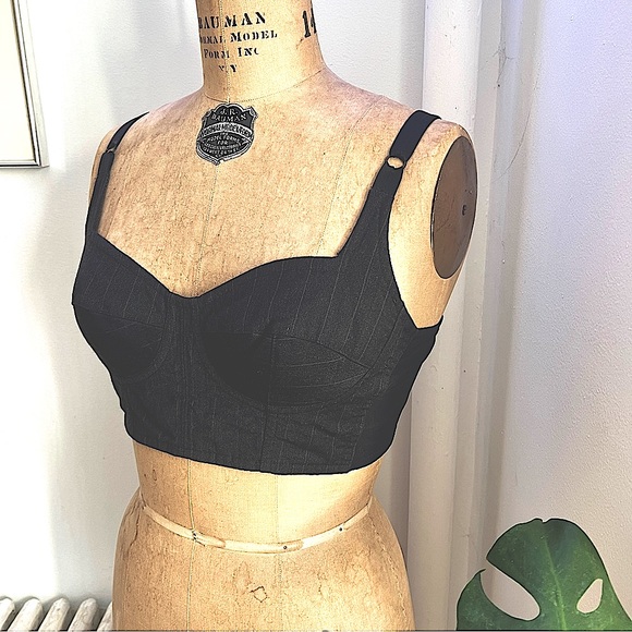 Dolce & Gabbana Dark Gray Pinstripe Cropped Bustier corset bra top IT42 | US 6 M - Picture 2 of 16